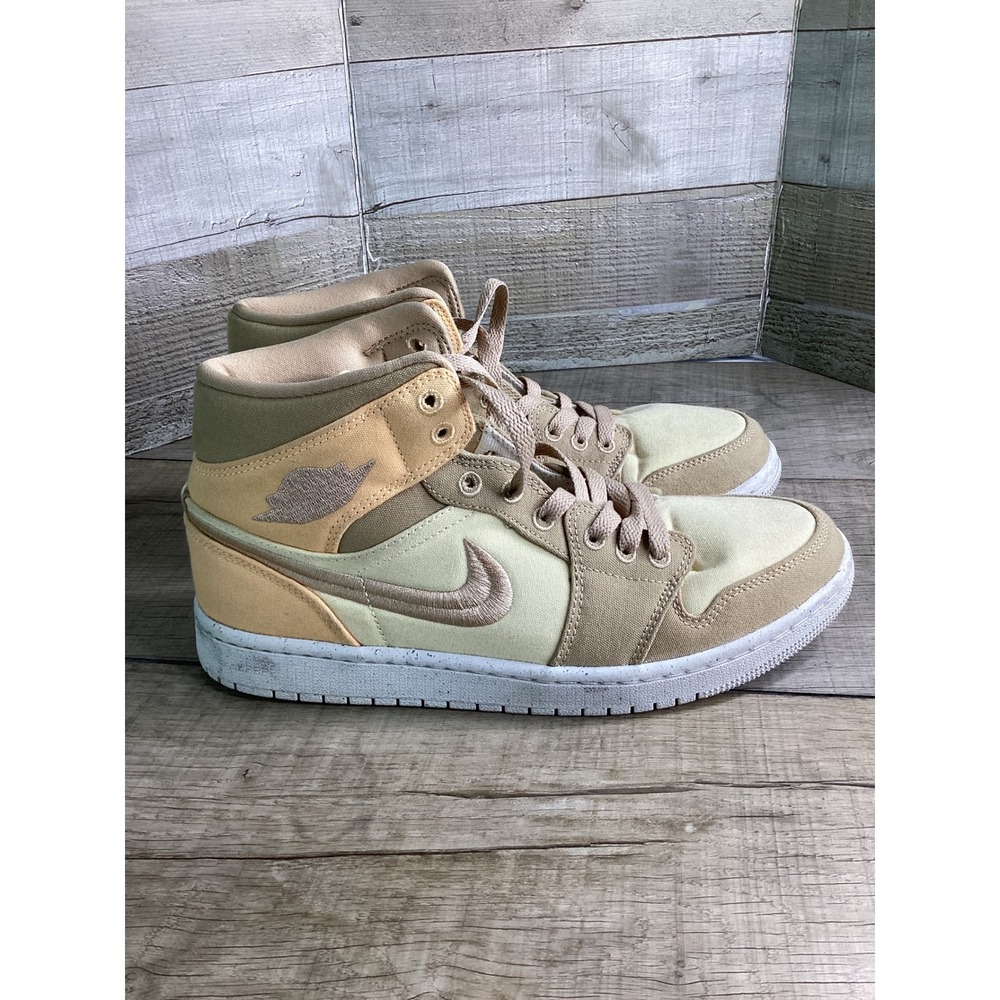 Nike Air Jordan 1 Mid SE Sanddrift Sail Canvas Womens DV0427-102 Tan 9